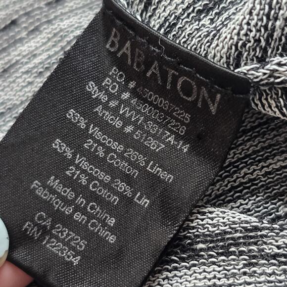 Babaton With Linen Blend Black White V-Neck Tunic Knit Top Size Large - Picture 10 of 10